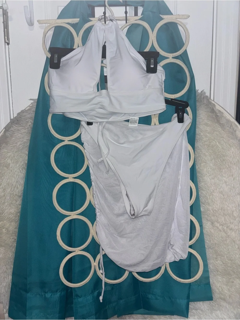 White Halter Bikini Top and Cover-Up Set Medium NWOT